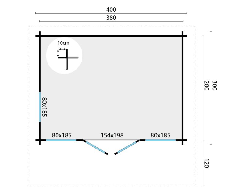 Blokhut - Tuinhuis James | 44 mm | vuren onbehandeld