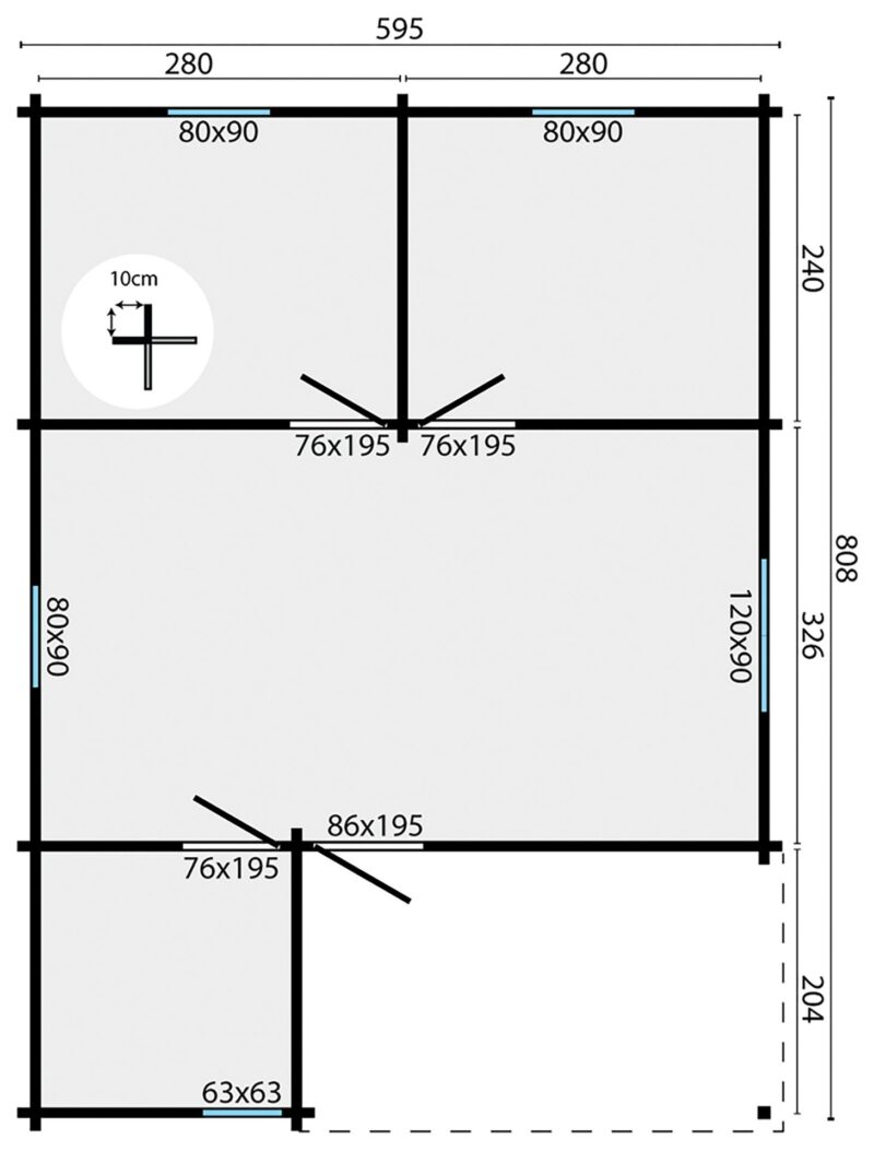 Blokhut - Tuinhuis Javea | 44 mm | onbehandeld