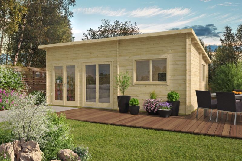 Goedkooptuinhuis Moderna 1 Blokhut - Tuinhuis Moderna | 44 mm | onbehandeld