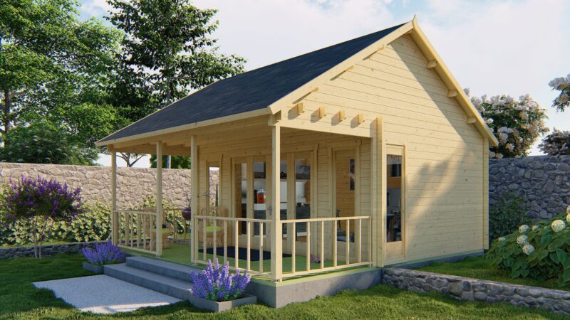 Goedkooptuinhuis Olaug 3 Blokhut - Tuinhuis Olaug | 44 mm | vuren onbehandeld
