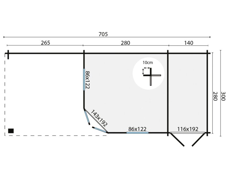 Goedkooptuinhuis Olson 3 Blokhut - Tuinhuis Olson | 44 mm | vuren onbehandeld