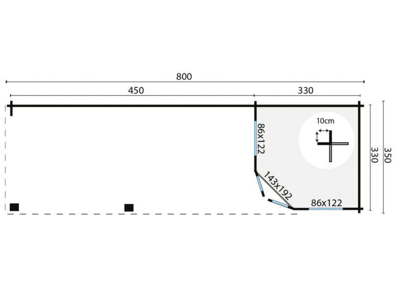 Goedkooptuinhuis Paiva grondplan Blokhut - Tuinhuis Paiva | 44 mm | vuren onbehandeld