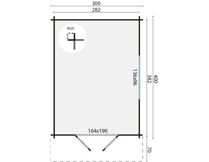 Goedkooptuinhuis Pamplona 2 Blokhut - Tuinhuis Pamplona | 34 mm | vuren onbehandeld