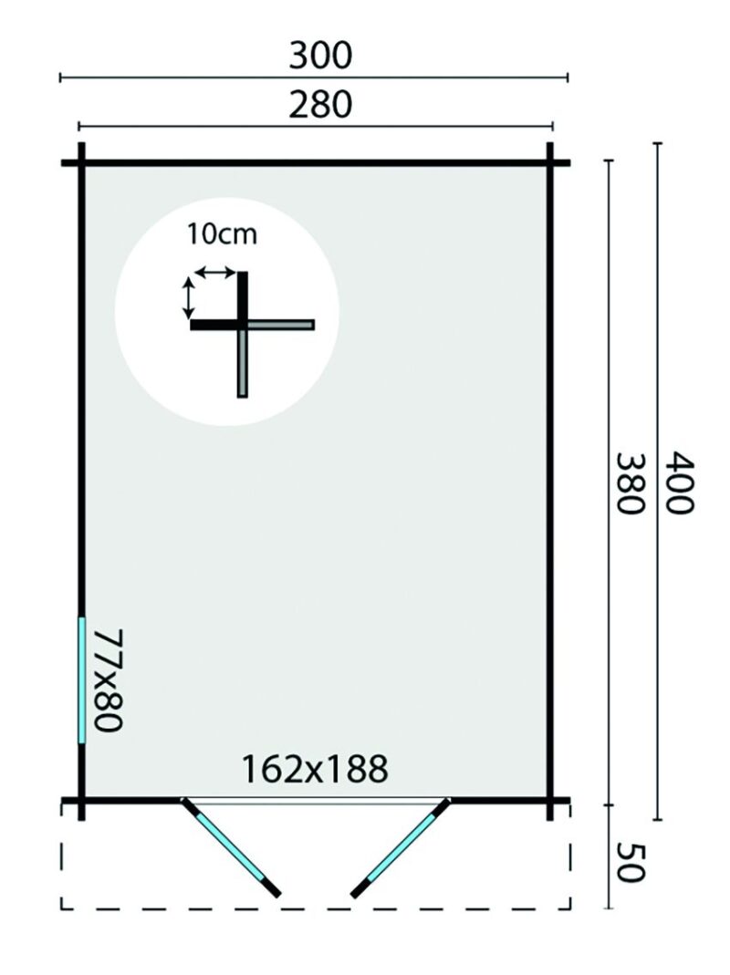 Goedkooptuinhuis Peggie grondplan Blokhut - Tuinhuis Peggie | 40 mm | onbehandeld