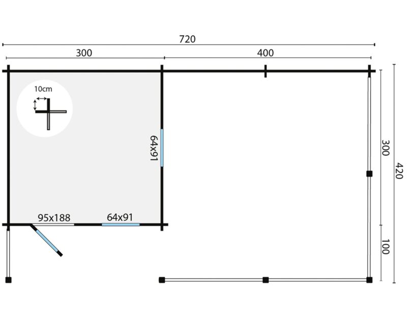 Goedkooptuinhuis Ragna 2 Blokhut - Tuinhuis Ragna | 40 mm | vuren onbehandeld