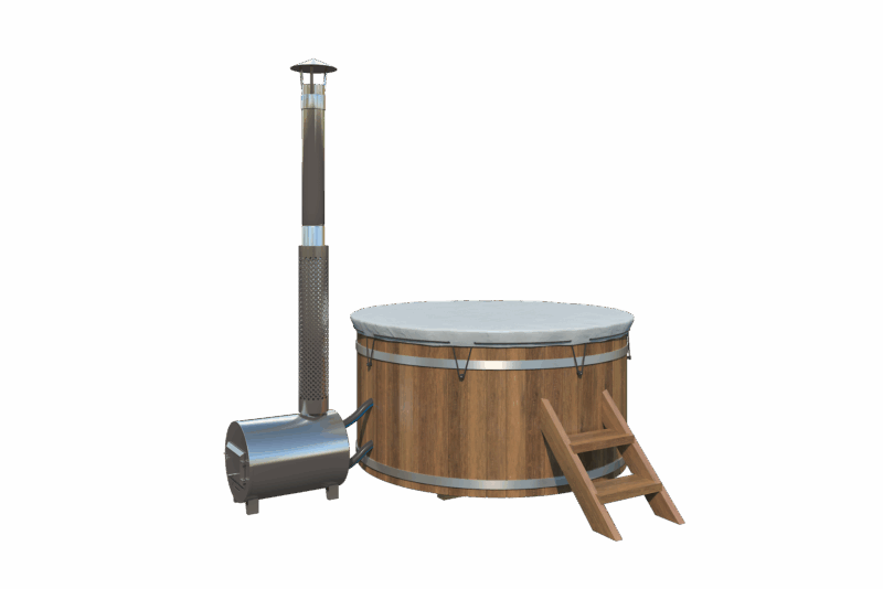 Hottub met externe RVS kachel Ø180 cm Thermowood
