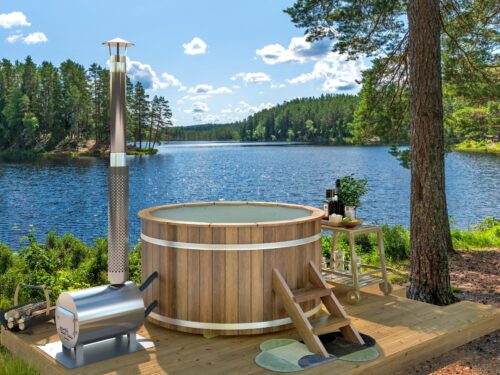Hottub met externe RVS kachel Ø180 cm Thermowood