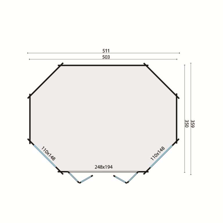 Tuinhuis Gudrun 40.0814 voorkant Blokhut - Tuinhuis Gudrun | 44 mm | vuren onbehandeld