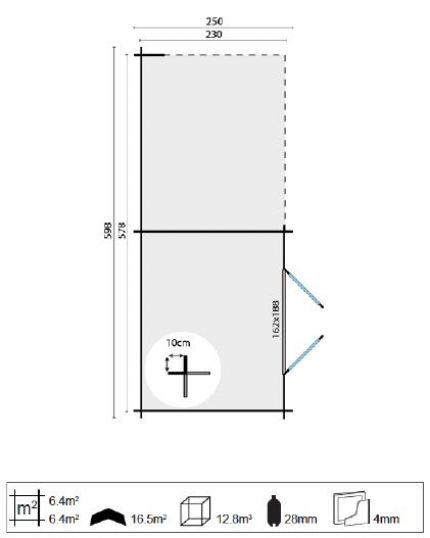 goedkooptuinhuis Freddy-grondplan Blokhut - Tuinhuis Freddy | 28 mm | vuren onbehandeld