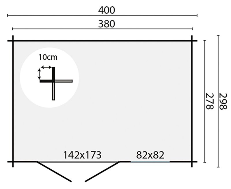 goedkooptuinhuis Gorliz grondplan Blokhut - Tuinhuis Gorliz | 28 mm | onbehandeld