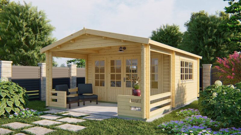 goedkooptuinhuis Ipswich Blokhut - Tuinhuis Ipswich | 58 mm | vuren onbehandeld