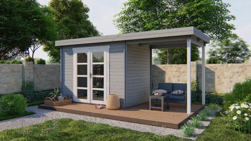 goedkooptuinhuis Middelmodern 2 Blokhut - Tuinhuis Middelmodern | 28 mm | vuren onbehandeld