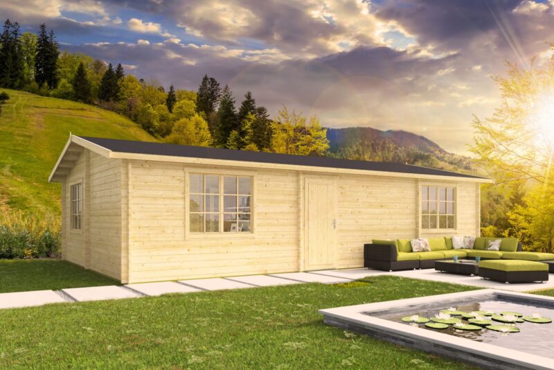 goedkooptuinhuis Navarra blank Blokhut - Tuinhuis Navarra | 44 mm | onbehandeld