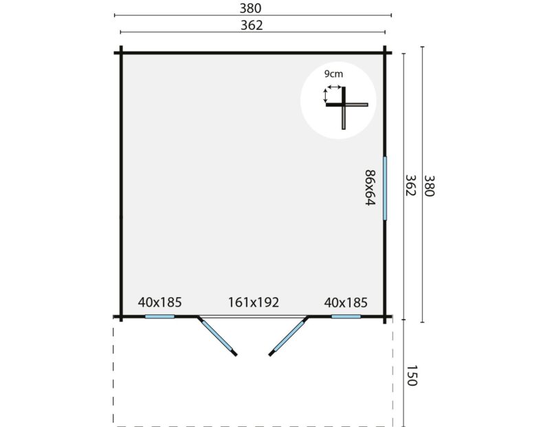 Blokhut - Tuinhuis Sören | 44 mm | vuren onbehandeld