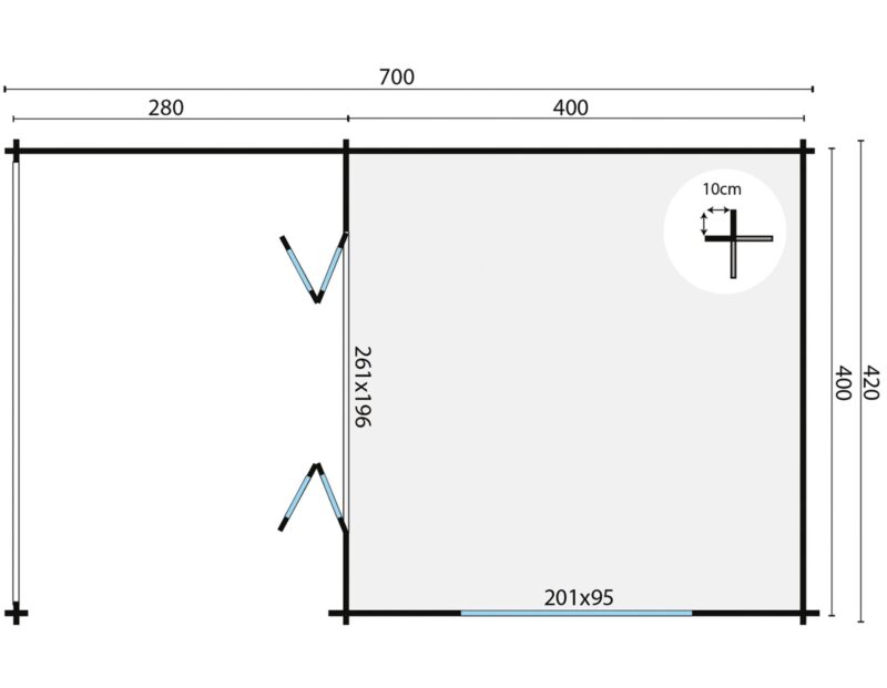 Blokhut - Tuinhuis Torkel | 44 mm | vuren onbehandeld