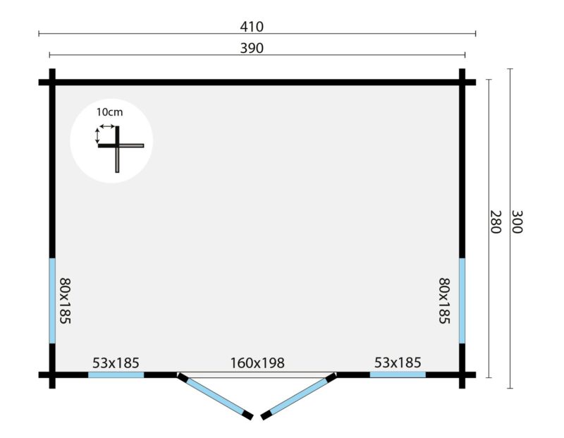goedkooptuinhuis Victoria grondplan Blokhut - Tuinhuis Victoria | 58 mm | onbehandeld
