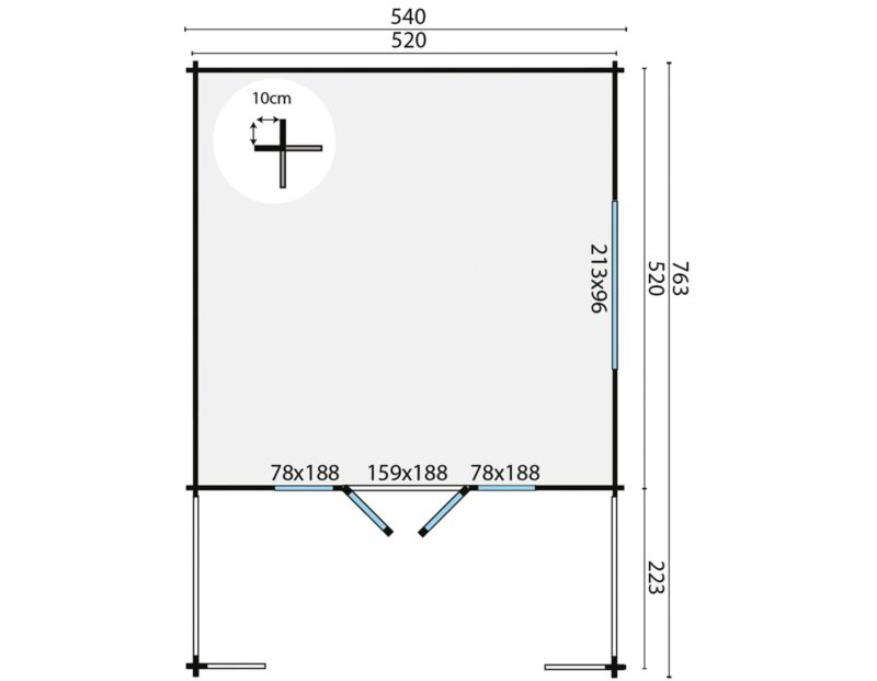 Blokhut - Tuinhuis Wigan | 58 mm | vuren onbehandeld