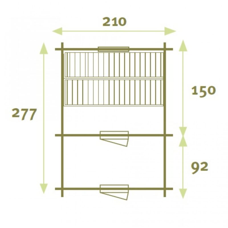 Buitensauna 2128 grondplan Buitensauna 2128S