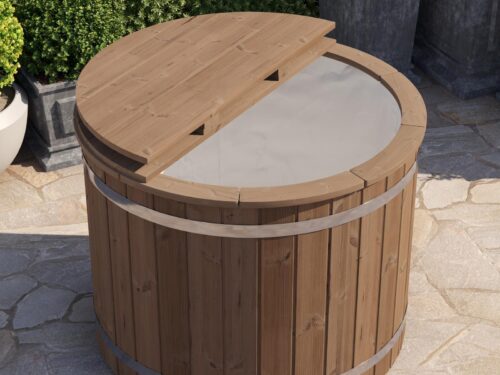 Koudwaterbad Ø120 cm, thermisch gemodificeerd vuren