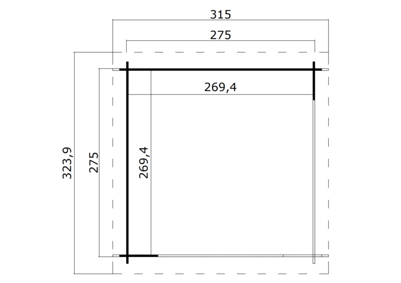Overkapping Lara 275x275 Olijfgroen Geïmpregneerd
