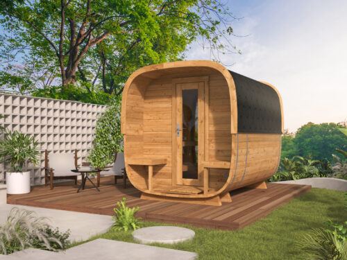 Sauna cube Rovaniemi 280 cm | 42 mm | Thermowood | met panorama raam