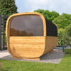 Sauna cube Rovaniemi 390 cm | 42 mm | Thermowood | met ½ panorama raam