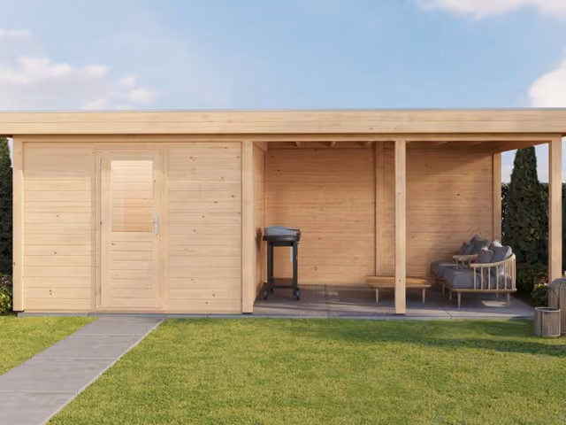 Tuinhuis met Overkapping Lelystad 300x300cm + 400cm
