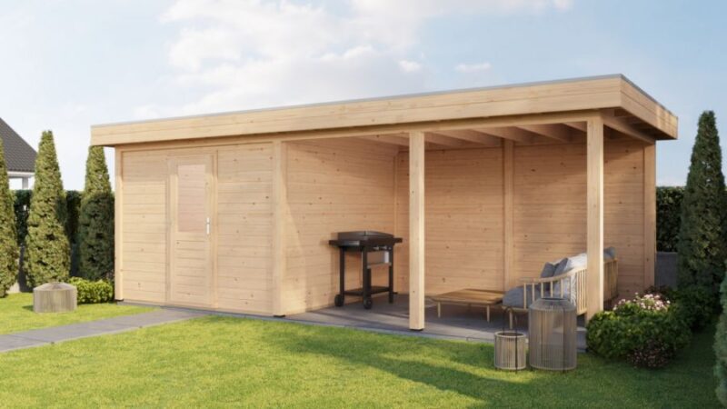 Tuinhuis met Overkapping Lelystad 300x300cm + 400cm