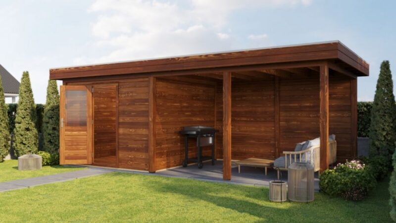 Tuinhuis met Overkapping Lelystad 300x300cm + 400cm